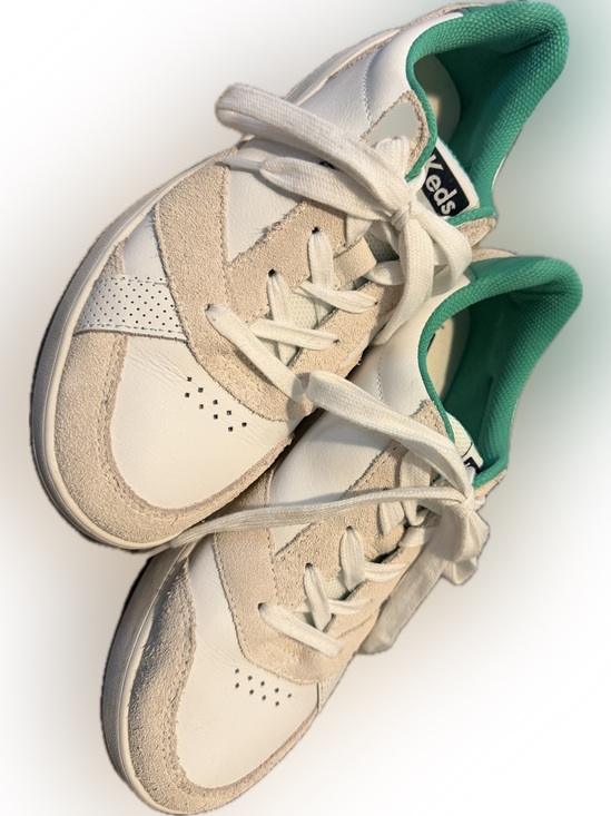 Keds Shoes - Keds Kids White, Beige & Green Low-Top Sneakers